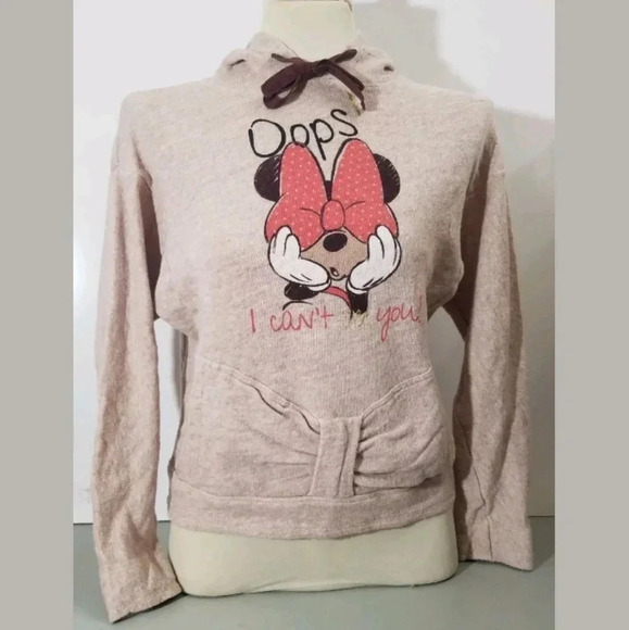 Disney Minnie Mouse Hooded Sweatshirt Cropped - Picture 1 of 5